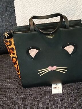 KATE SPADE LEOPARD HAYDEN  run wild Satchel with Leopard Sides and Pink Accents